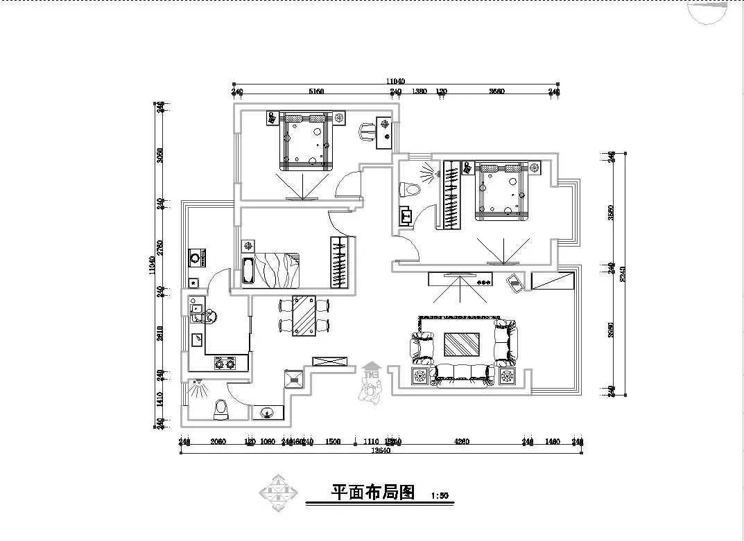 河工大学府花园-现代简约-三居室