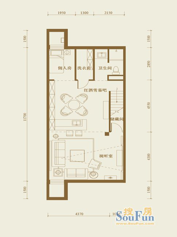 龙湾城别墅-中式风格-二居室