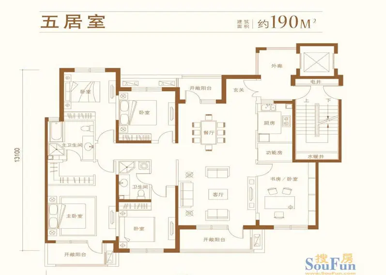 金融街·金色漫香苑-田园风格-五居室