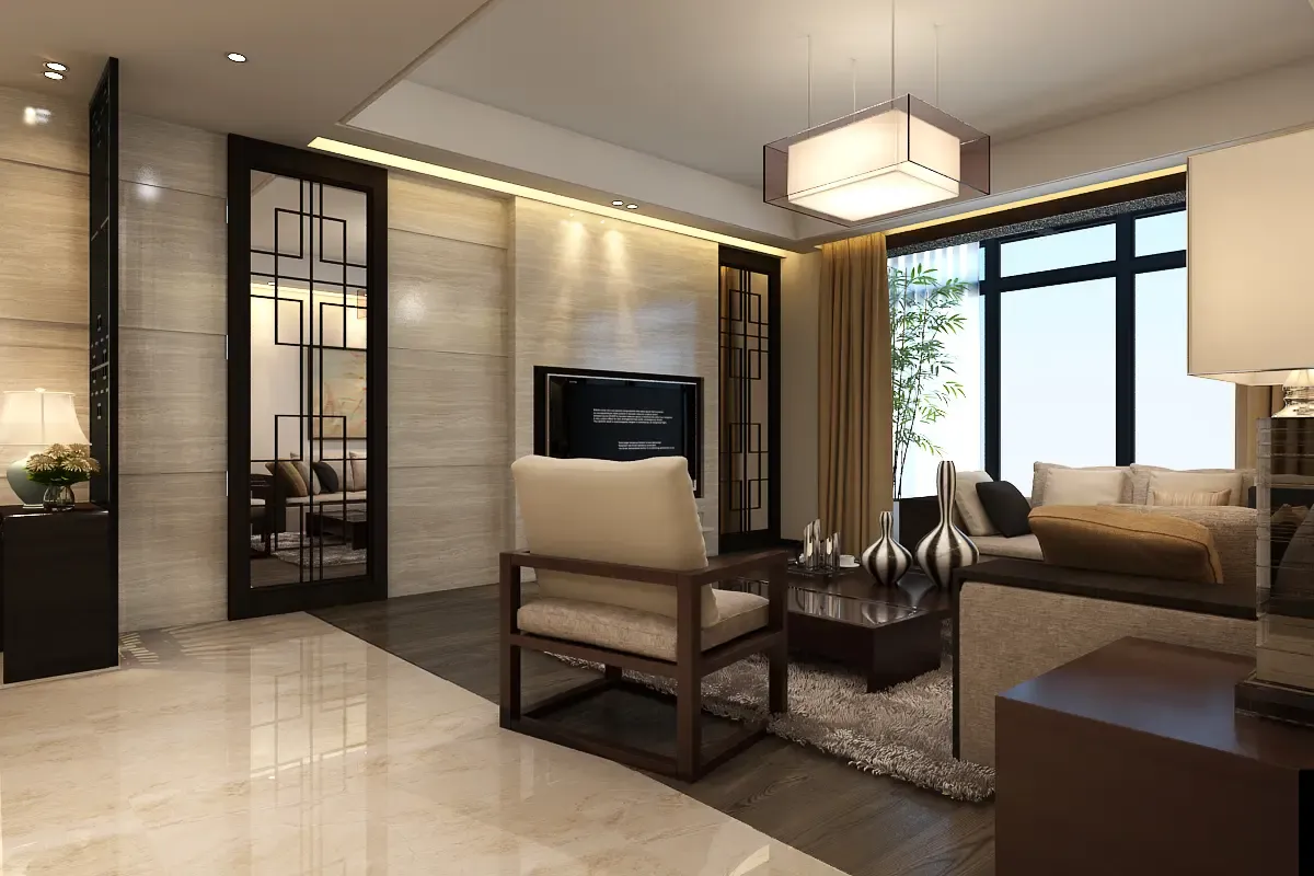 旭日龙园简约中式风格设计案例装修效果图