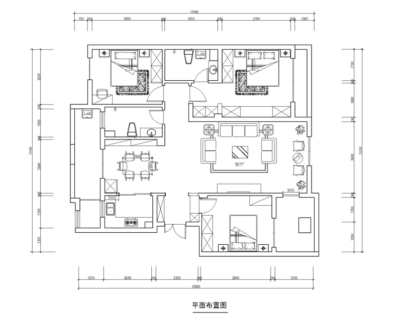 绿城理想之城御园-中式古典-三居室