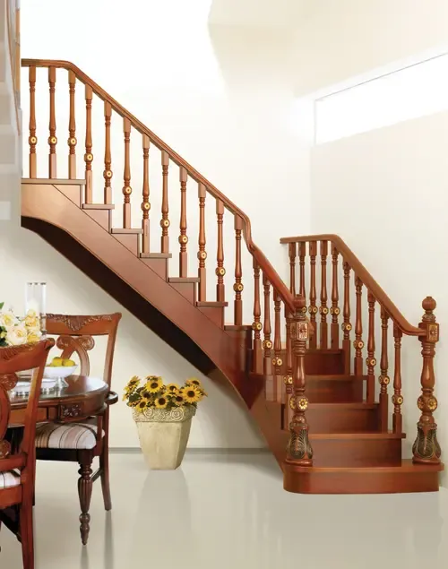 名杉楼梯双底梁实木楼梯