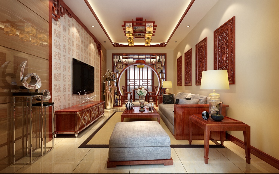 弘石湾-中式风格-三居室