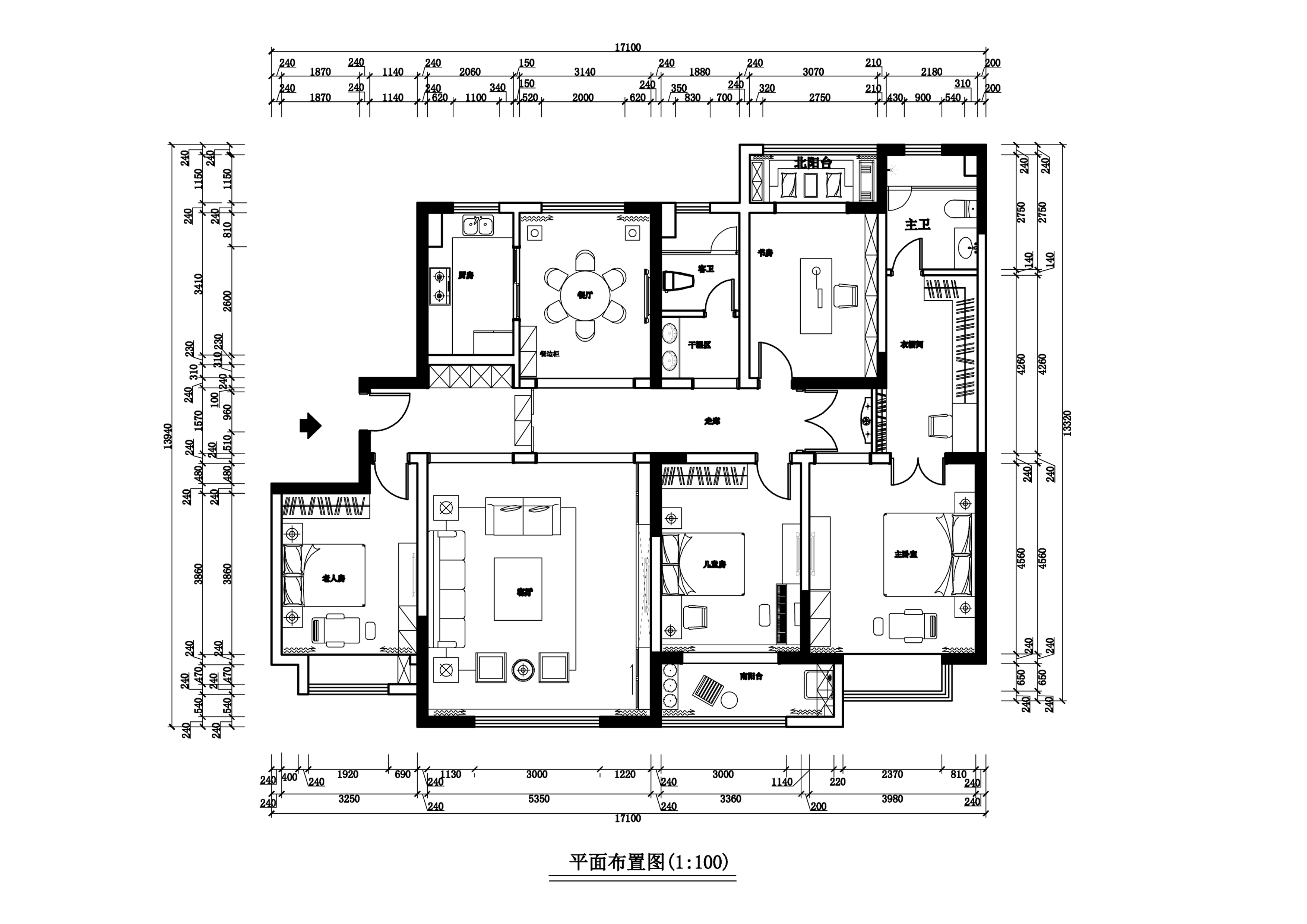 中铁汇苑-中式风格-三居室