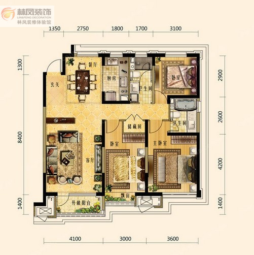 中海明珠-现代简约-三居室