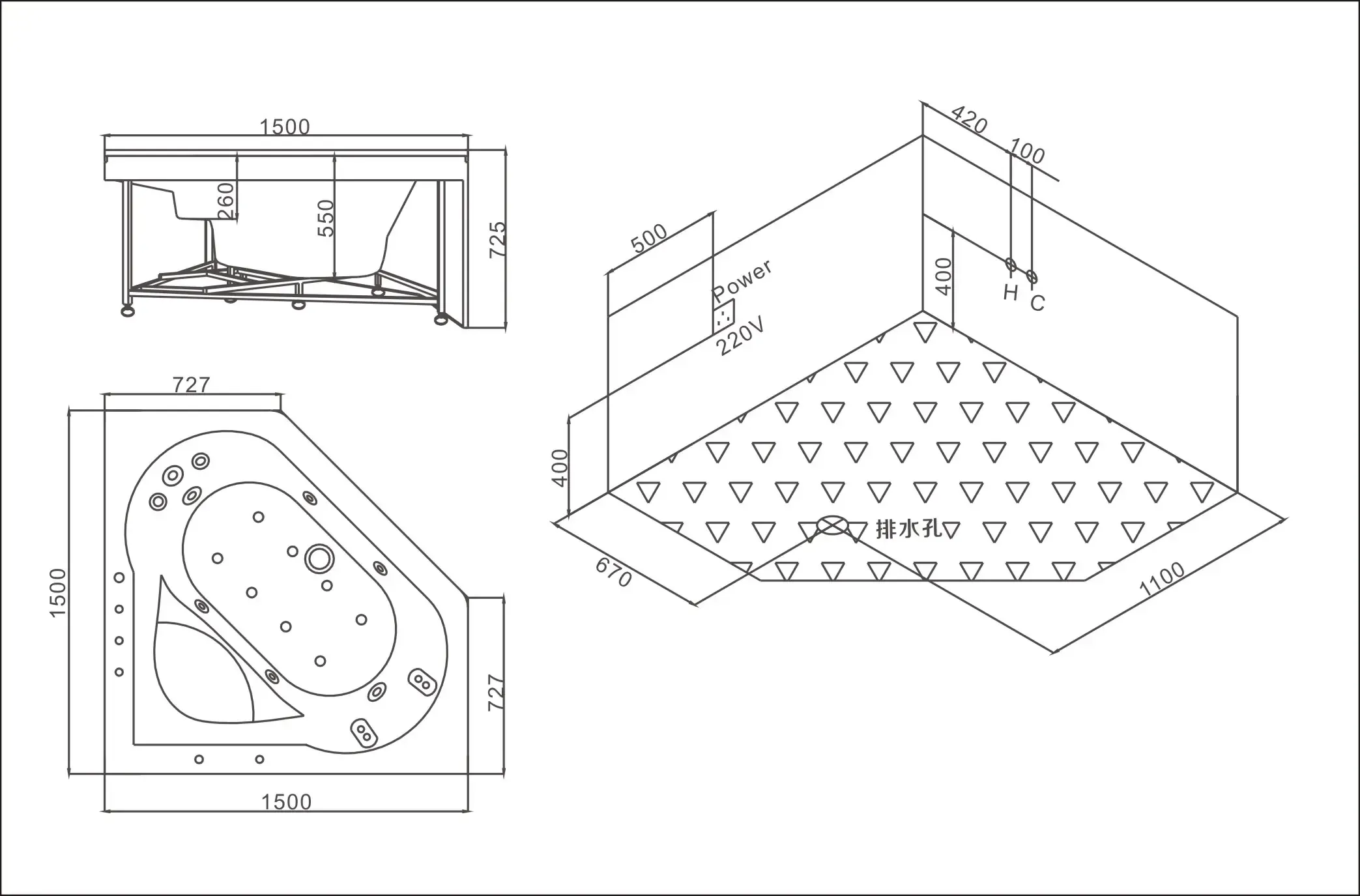 浪鲸卫浴a522浴缸按摩缸