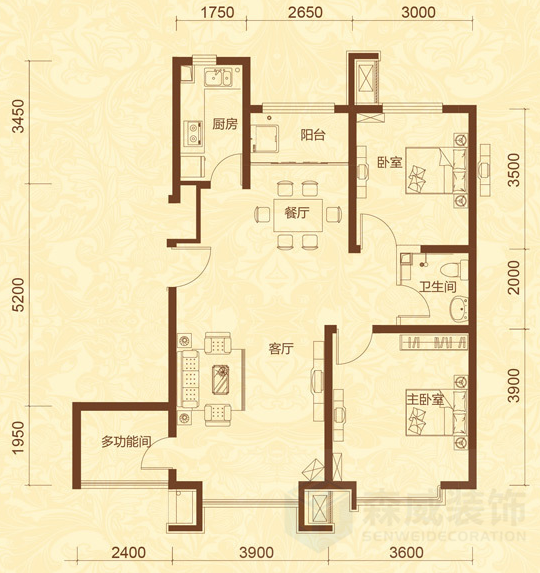 奥莱城-中式风格-三居室