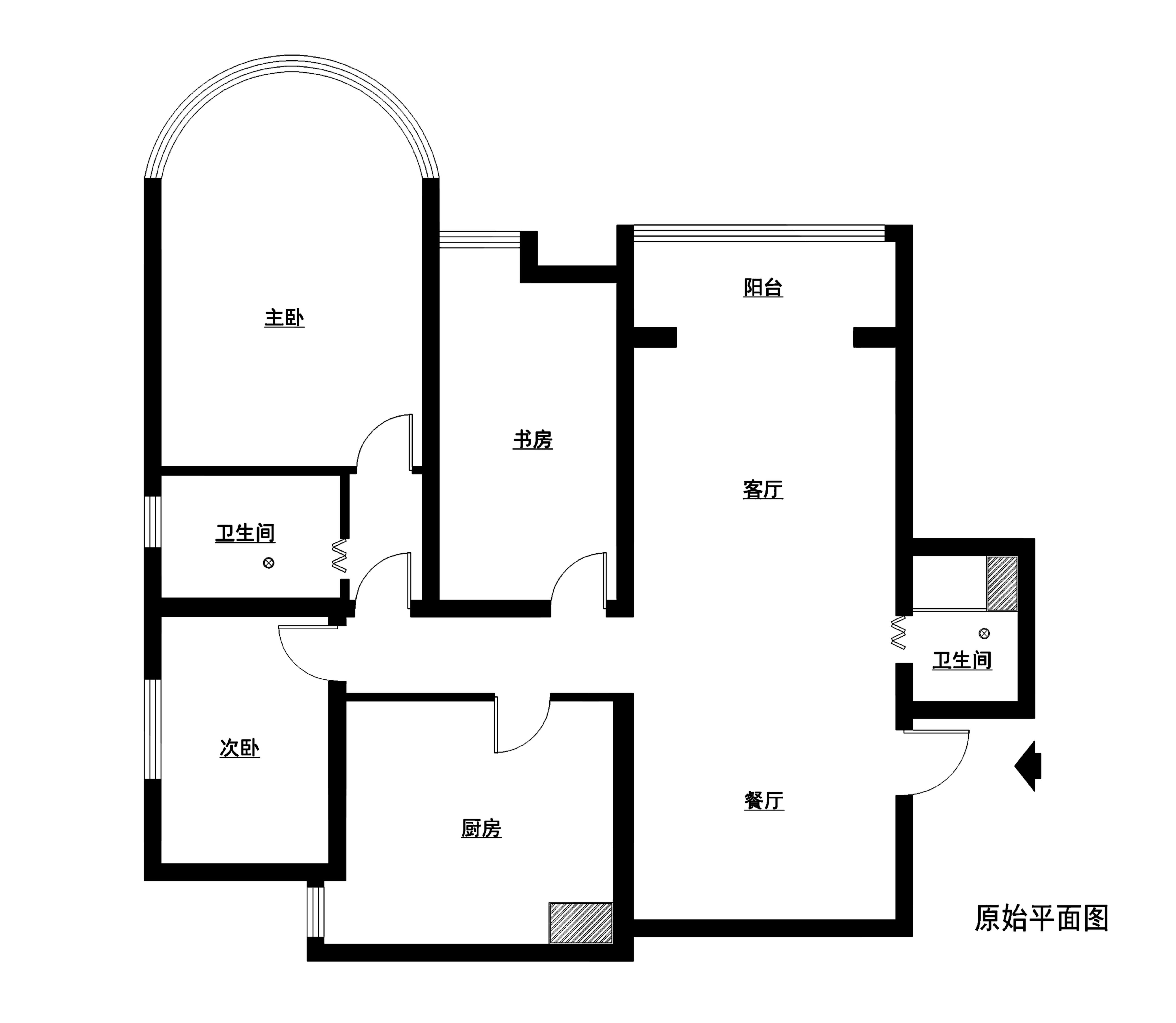 珠江绿洲-美式风格-三居室
