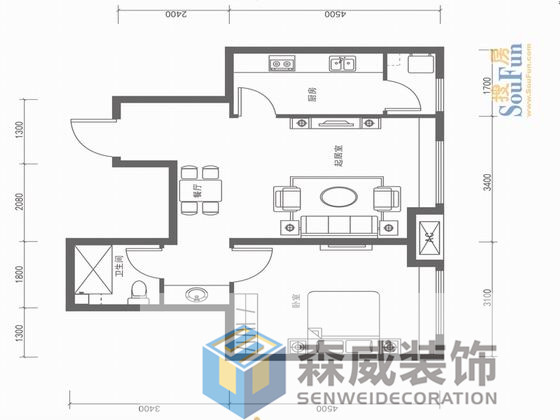 万通上北新新家园-欧美风情-二居室