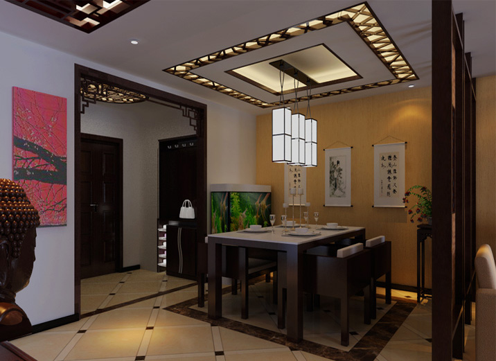 北京太阳城二期金色池塘-中式风格-三居室