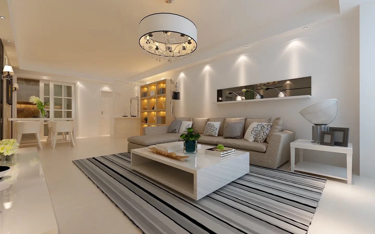 现代简约二居室装修效果图104平米5万现代简约二居室装修案例大全