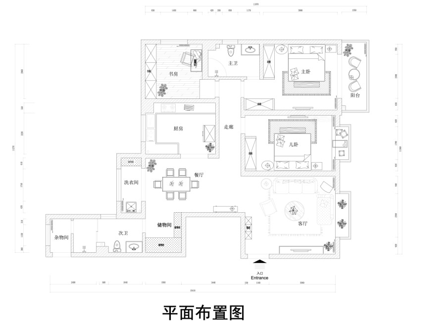 丽泽花苑-中式风格-三居室