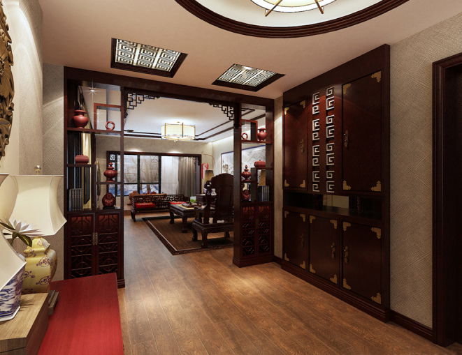 中式古典-156平-三居室装修设计