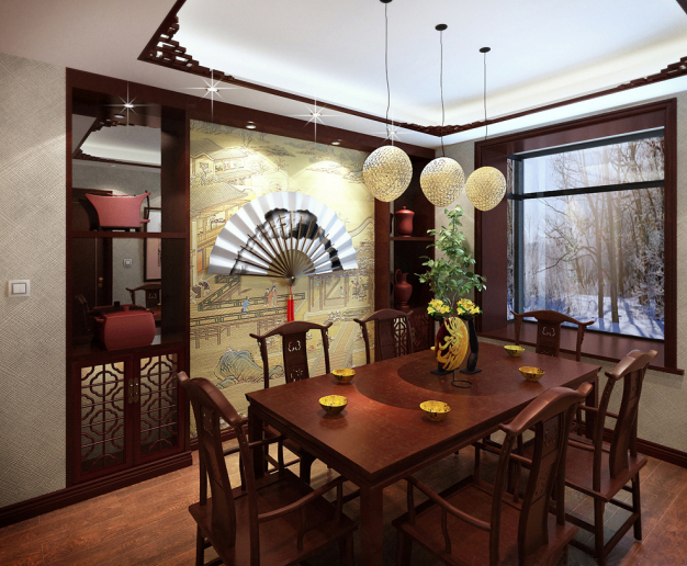 中式古典-156平-三居室装修设计