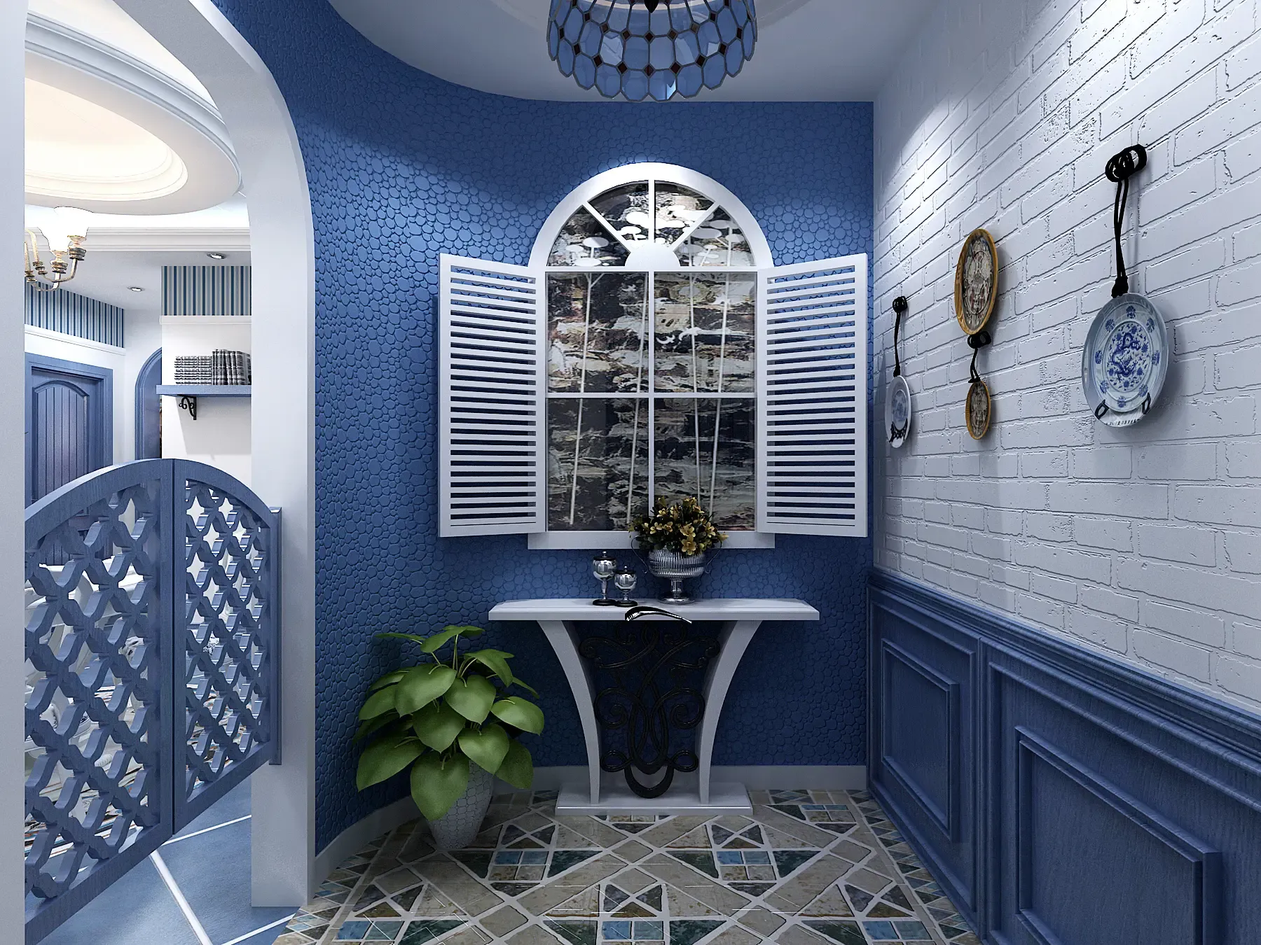 地中海风格三居室143.1平米4.5万-阳光晶典装修案例-天津房天下家居装