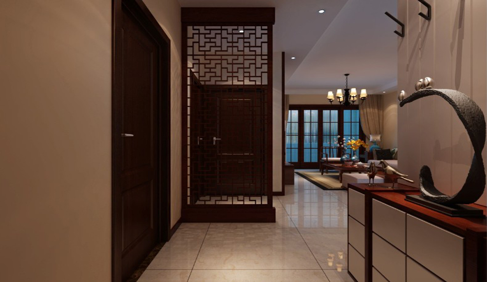 名士豪庭90平户型设计方案-新中式风格