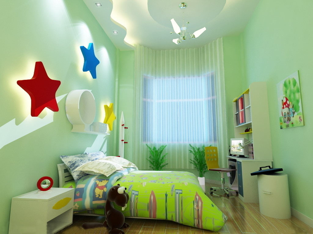 14款个性苹果绿系列儿童房装修效果图-上海装潢网