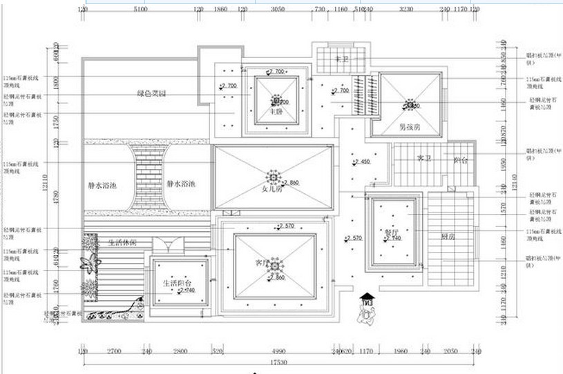 欧美风情130平米三居室装修设计