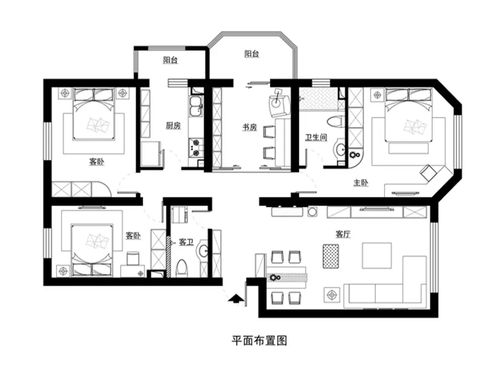 格林馨港湾-现代简约-四居室