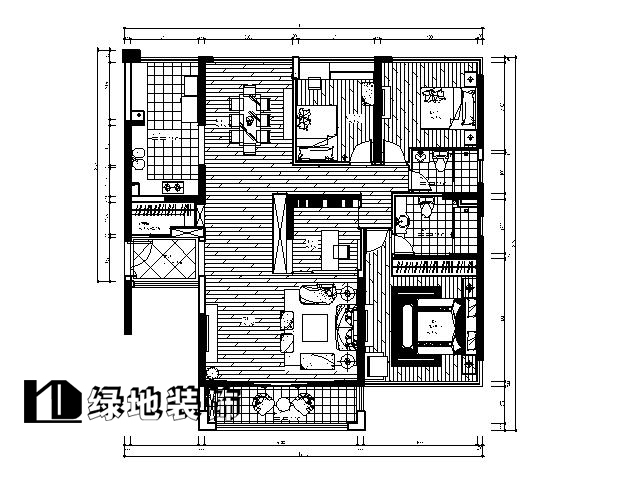 鑫苑现代城-中式风格-二居室