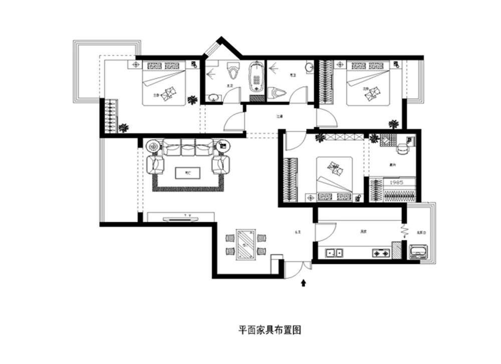 中海明珠-现代简约-三居室