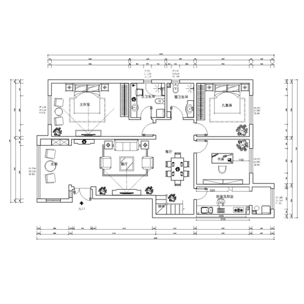 东胜紫御府—欧式风格—139平米三居室