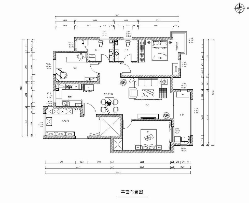 国仕山-现代中式风格-三居室