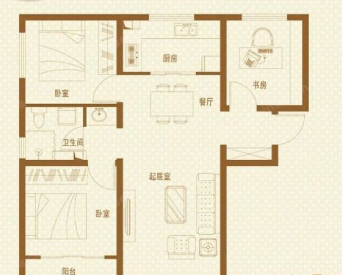 金地格林格林-混合型风格-二居室