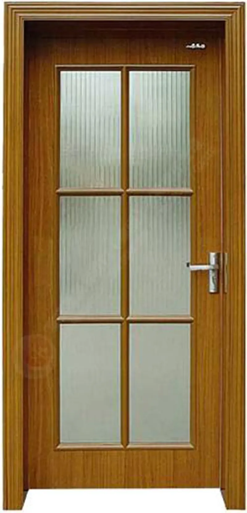 星星套装门 六格玻 实木复合 柚色 欧式