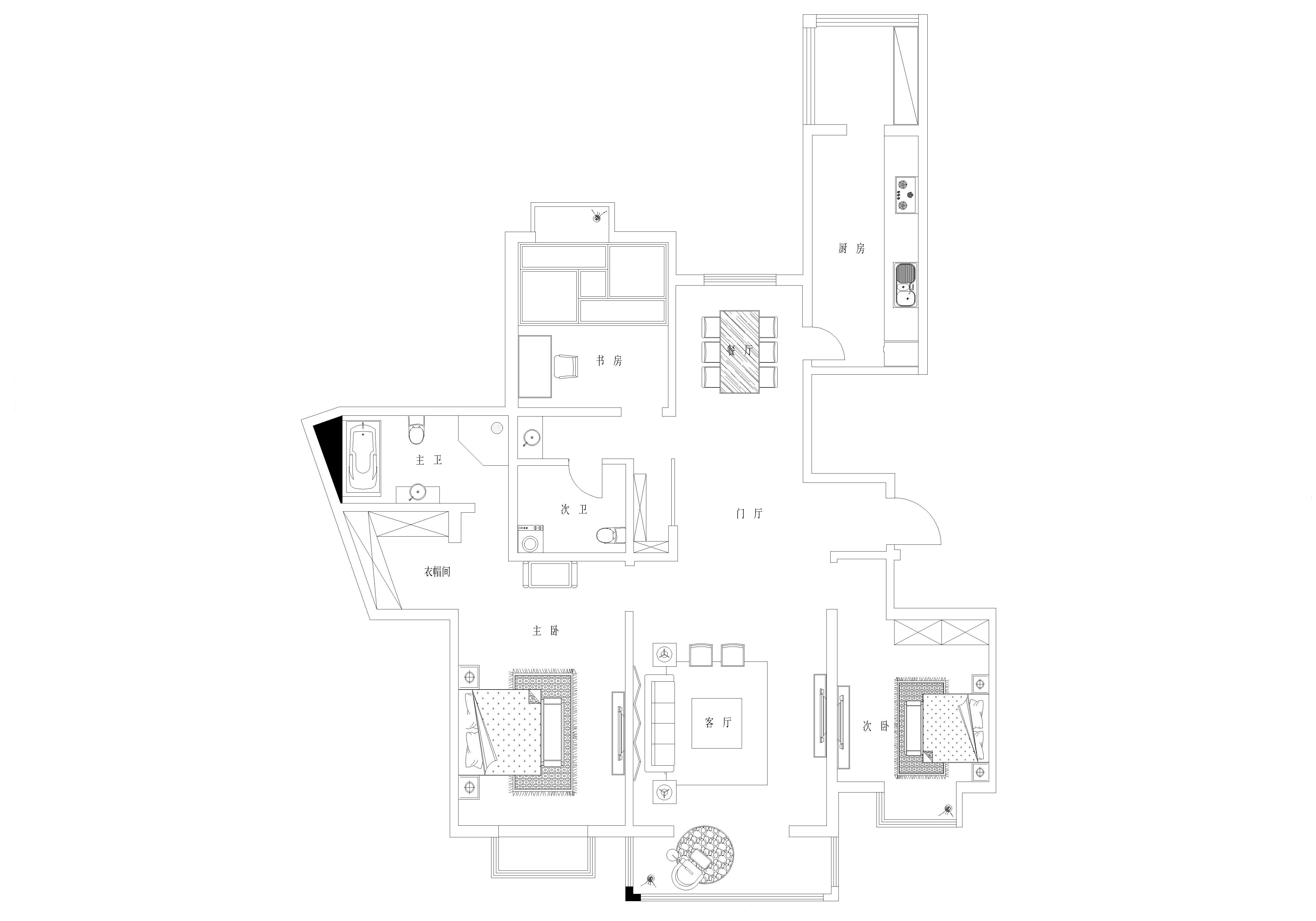 奥龙湾-中式风格-四居室
