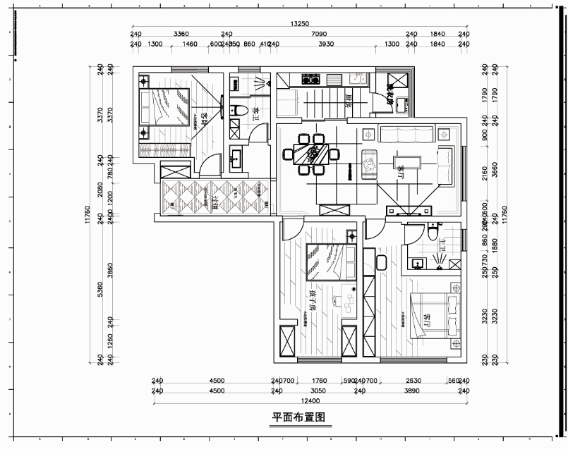 诚工嘉园118平三居室现代简约设计方案