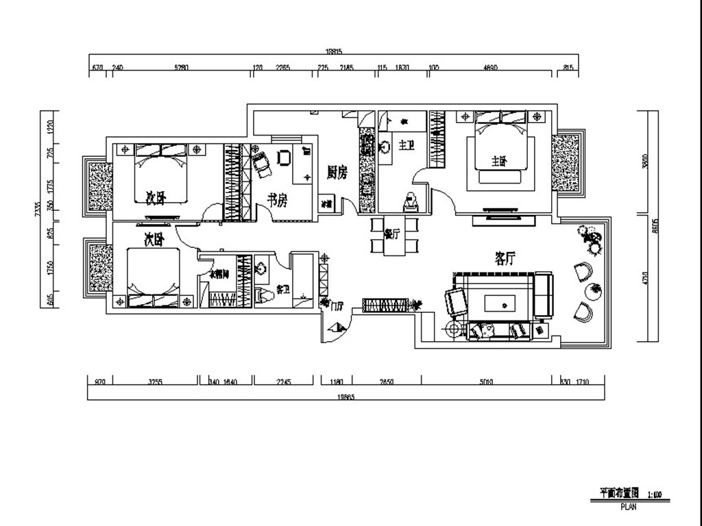 国瑞城153平四居室现代简约设计方案