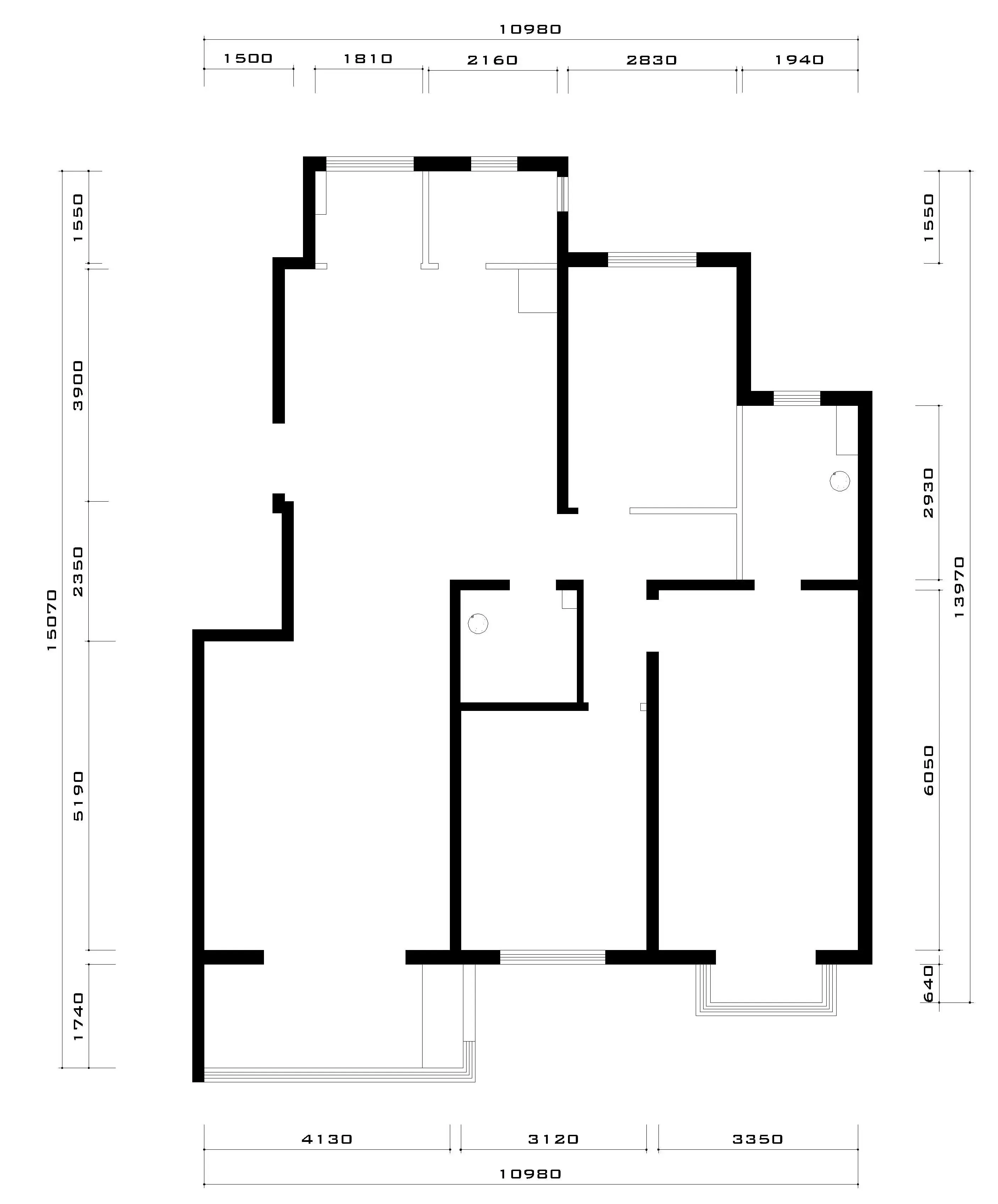 水郡长安150平新中式风格设计师赏析-原始户型图