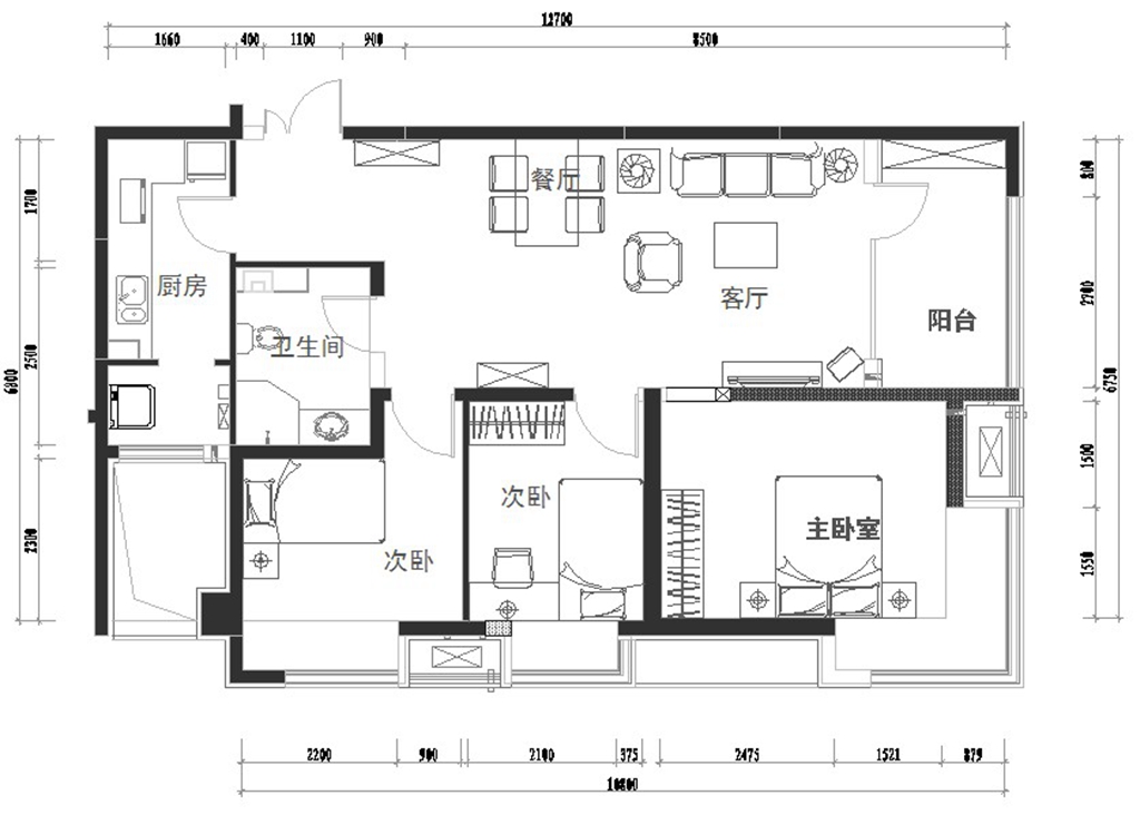 【石家庄凤凰台B2户型装修】117.9平三居