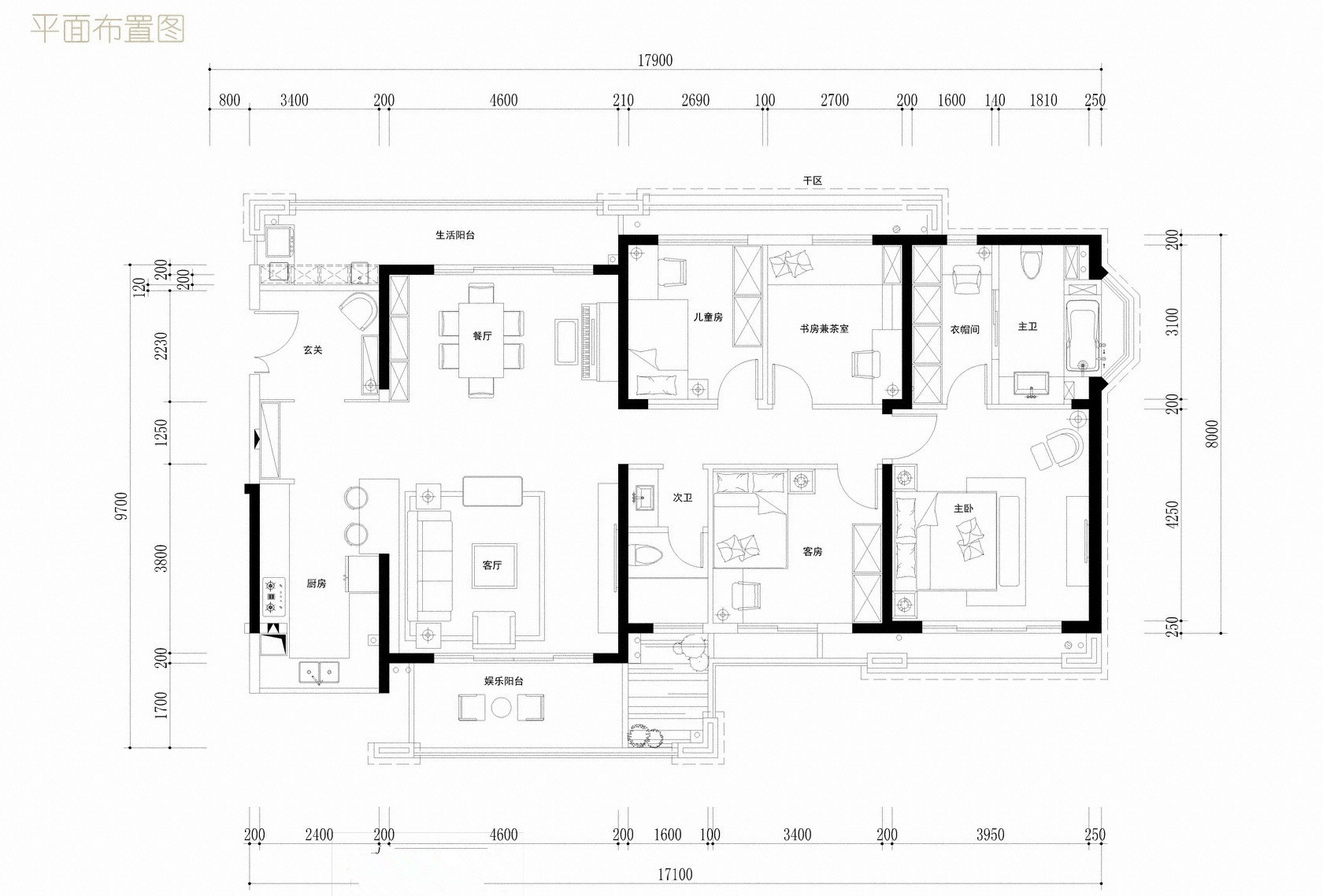 林溪湾-三居室-200.00平米-装修设计