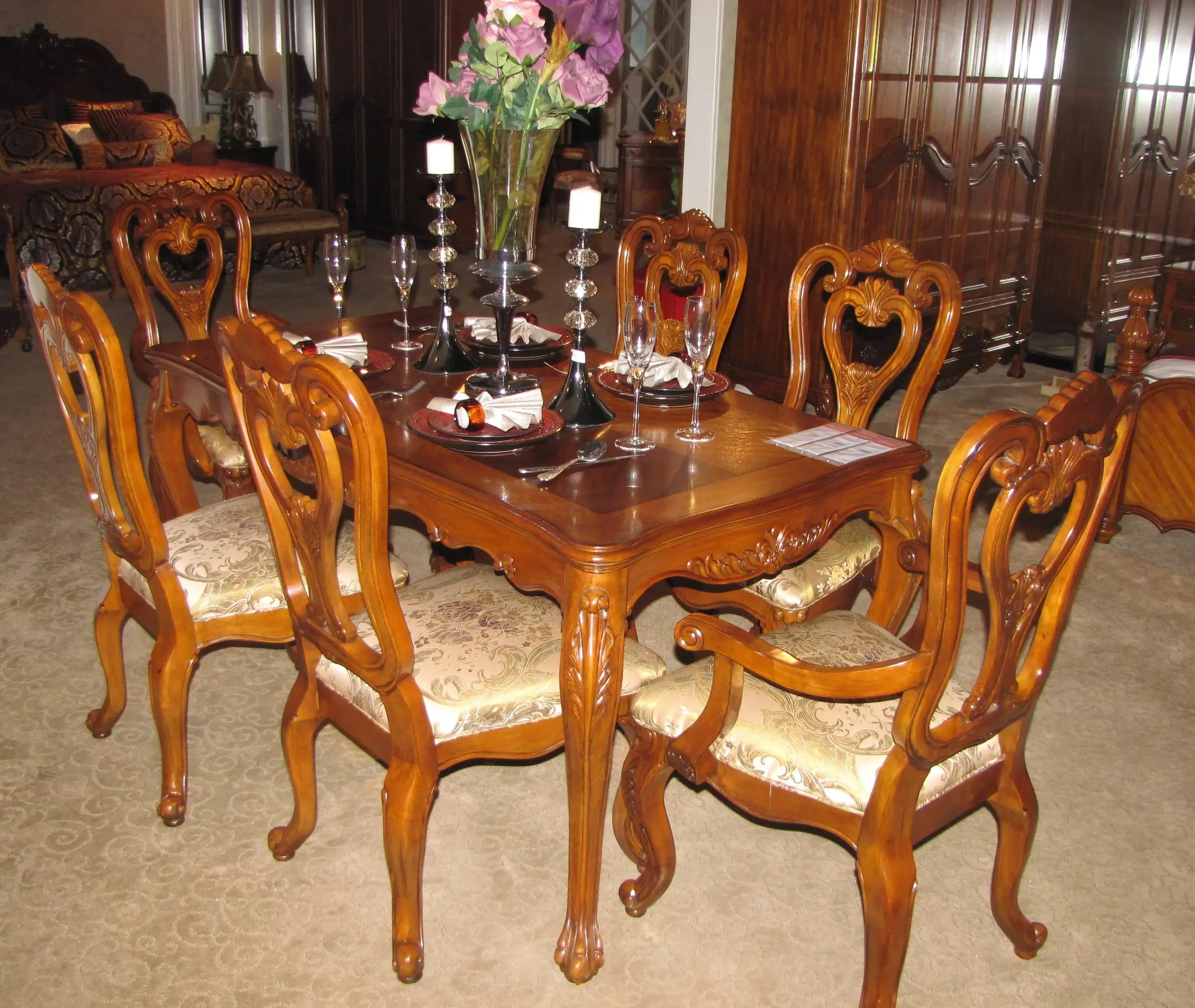 宜华家居 美式深色 餐桌