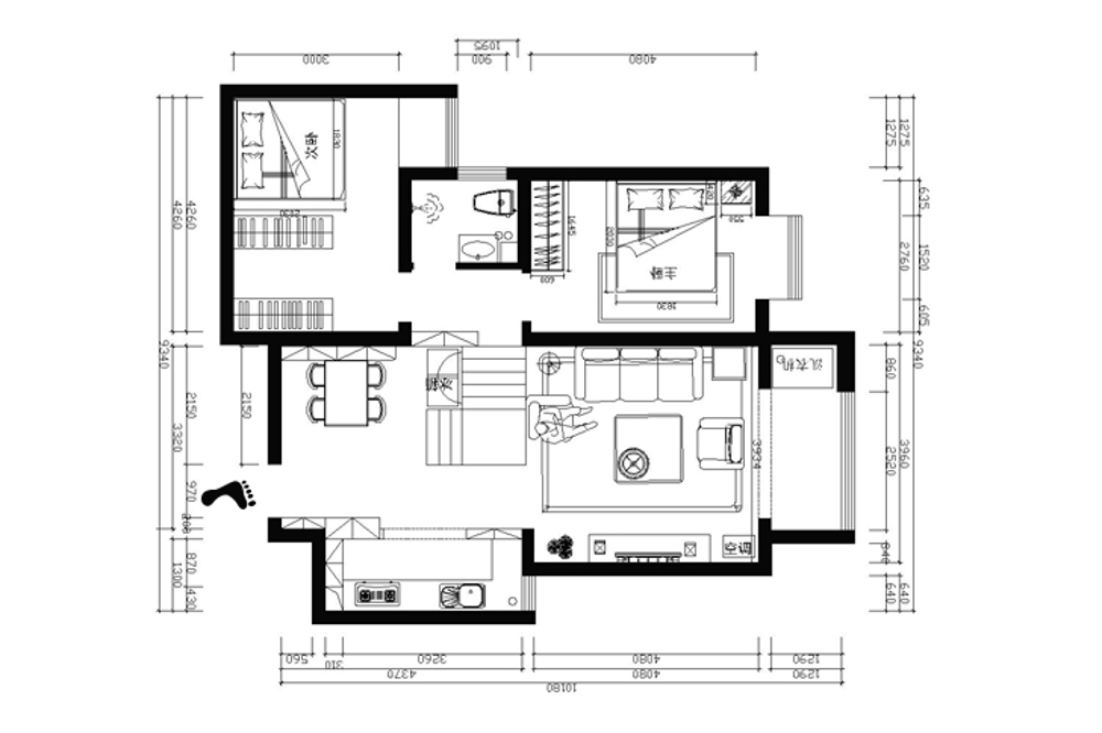 西引利小区-后现代风格-96平米两居室
