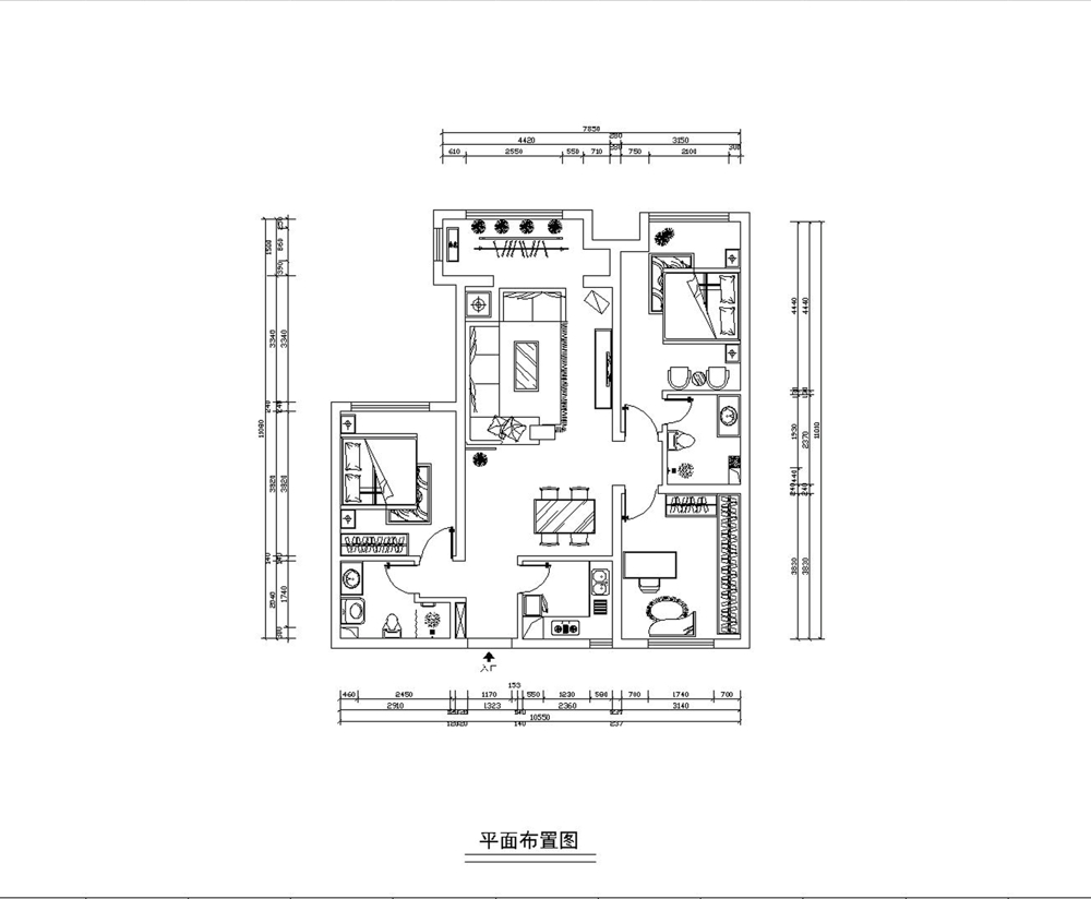 国赫红珊湾-简欧风格-114平米三居室