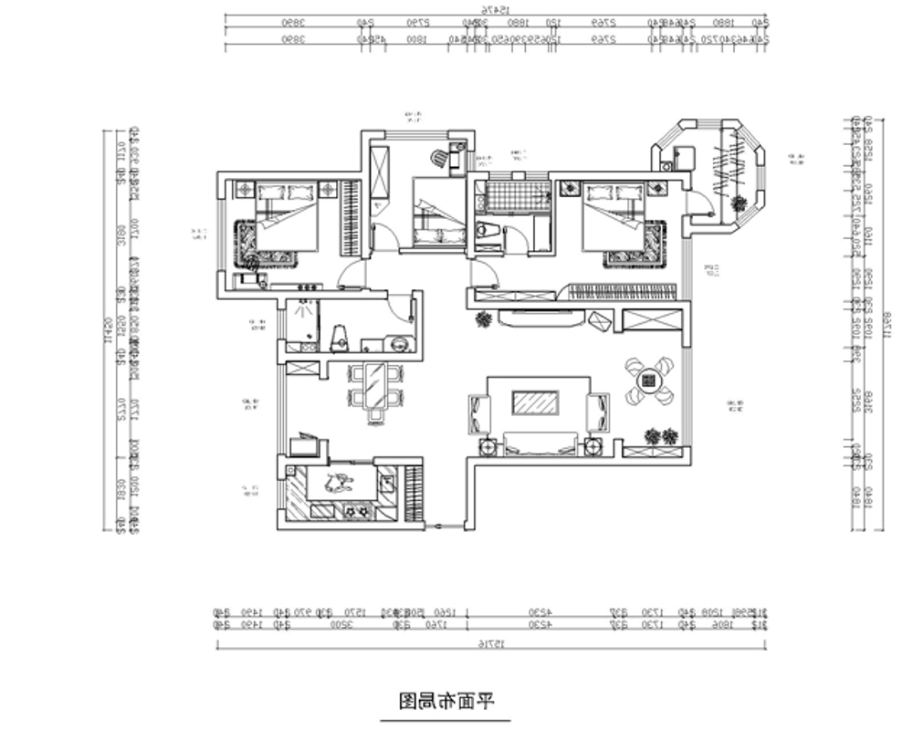 国赫红珊湾-混搭风格-132平米三居室