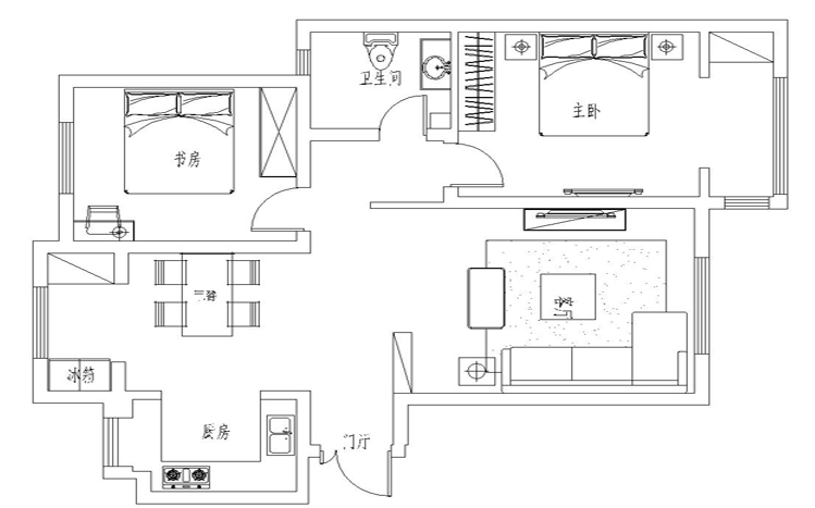 永威五月花城94平两居室现代效果设计