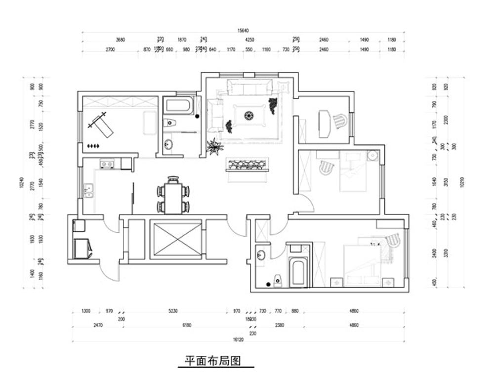 中山华府148平米三居室现代简约装修效果图