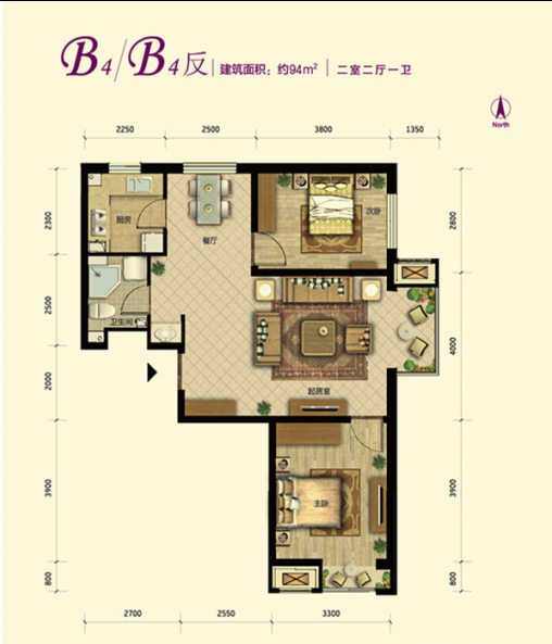 中国铁建·原香漫谷 二室二厅 美式风格