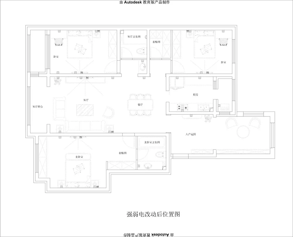 金科廊桥水岸D3户型155平米简欧风格三居