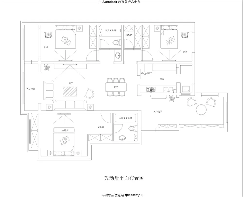 金科廊桥水岸D3户型155平米简欧风格三居