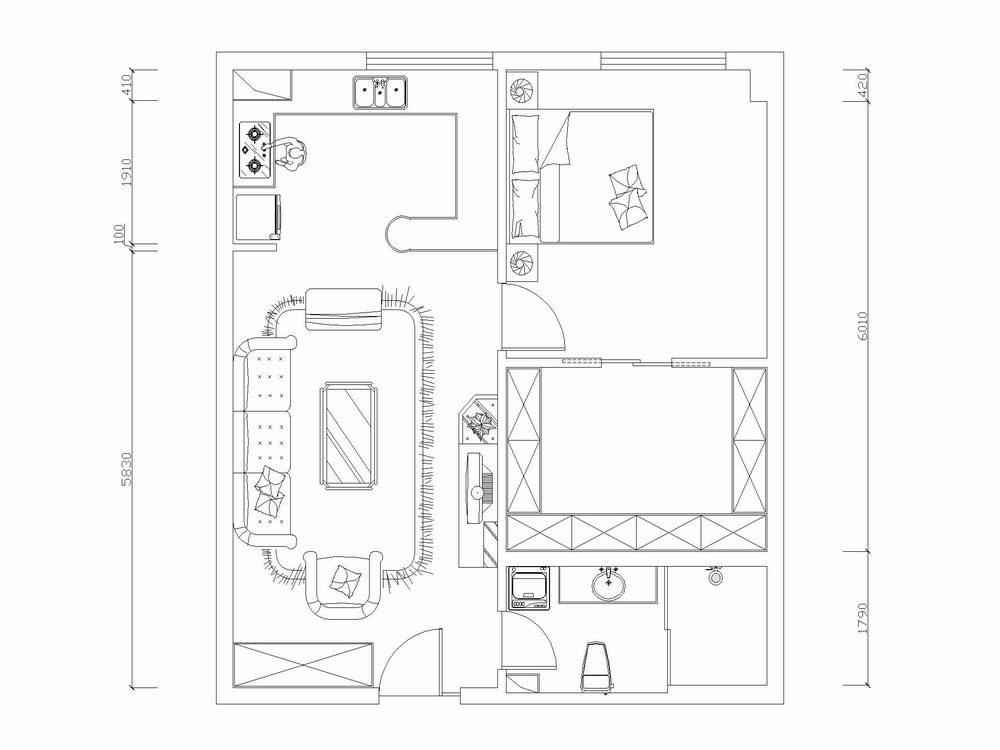 欧式-官邸3号 1室1厅1卫1厨70.46㎡