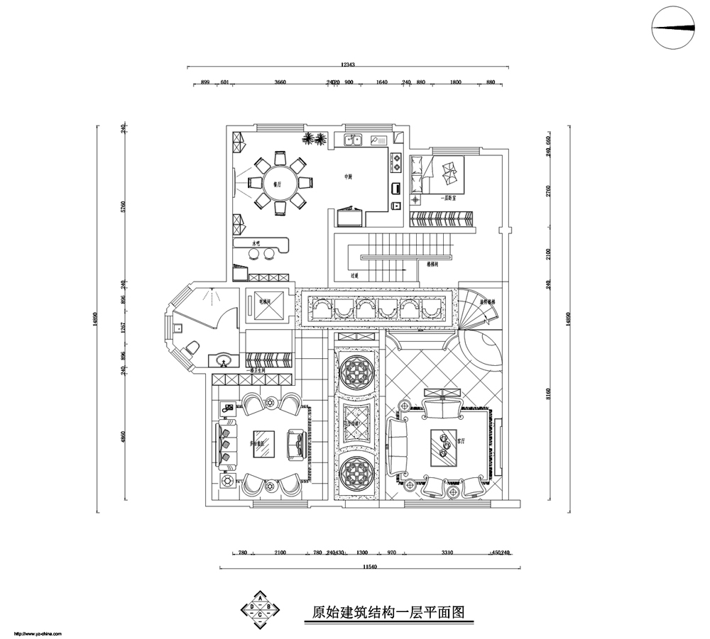 永定河孔雀城联排C户型新古典风格装修效果图