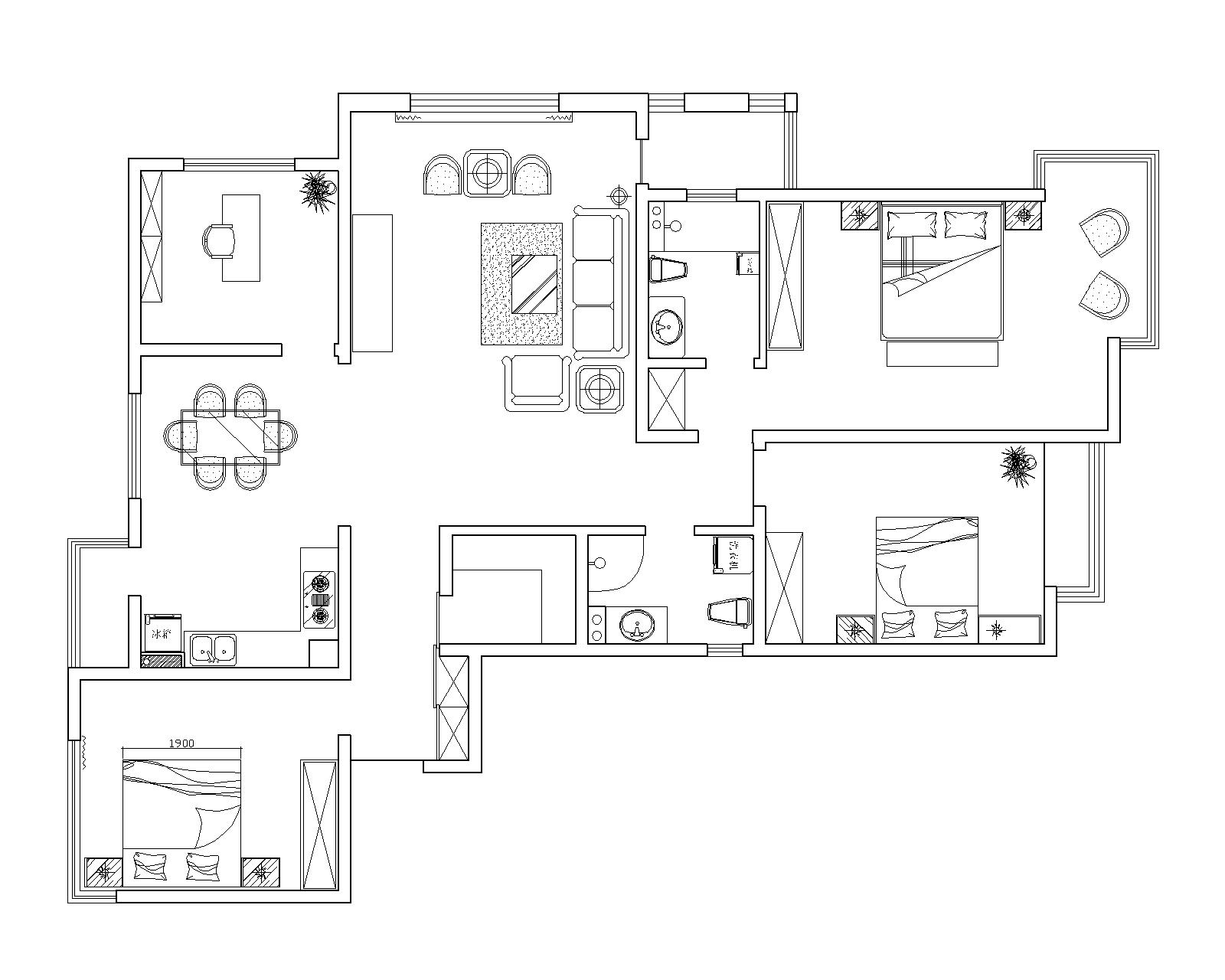 美式风格-208平方米-三居室