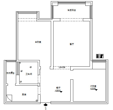 瀚海泰苑88平方两室两厅装修效果图