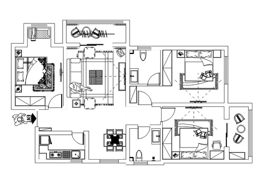 正商蓝海港湾三室两厅129平方现代简约风格