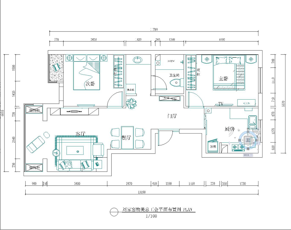 天怡睛园-三居室-90.00平米-装修设计